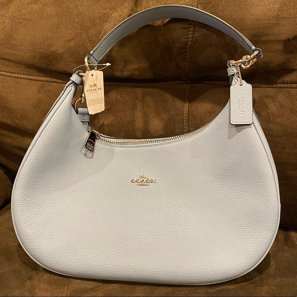 Coach ‘Pebble Leather Harley East West Hobo in cornflower (baby blue)